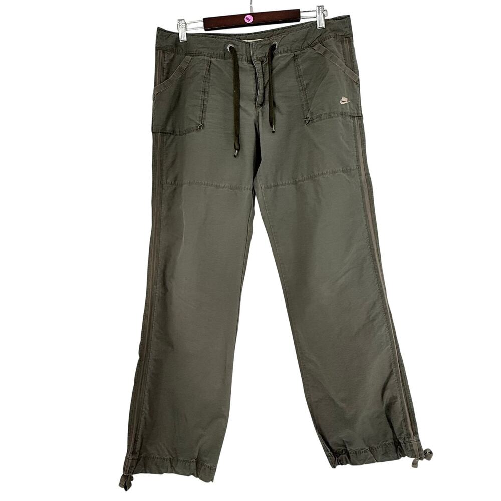 Nike Utility Military Style Pants Womens L Olive Green Drawstring Hem - Picture 1 of 9
